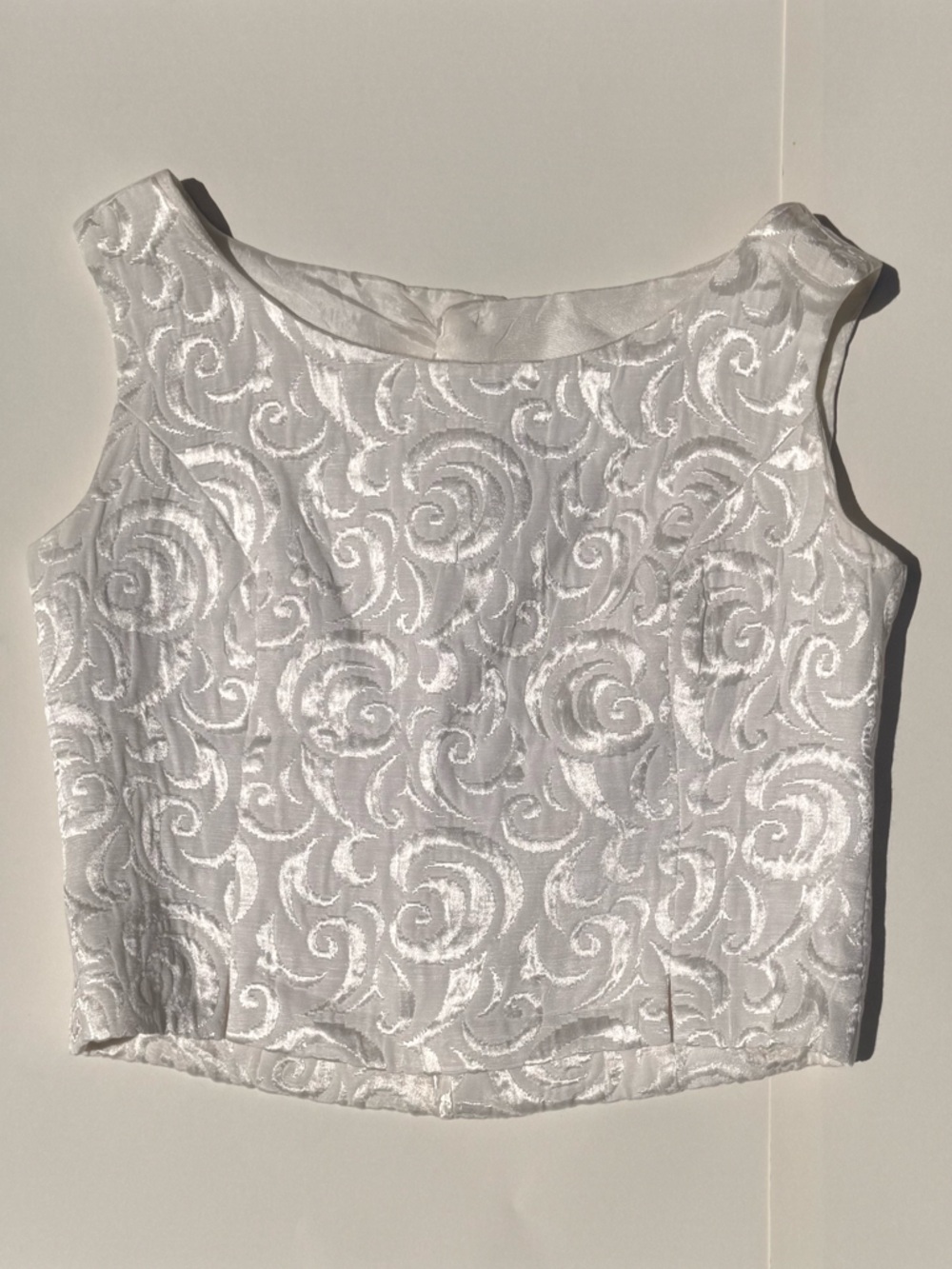 White Corset Textured Swirl Sleeveless Top